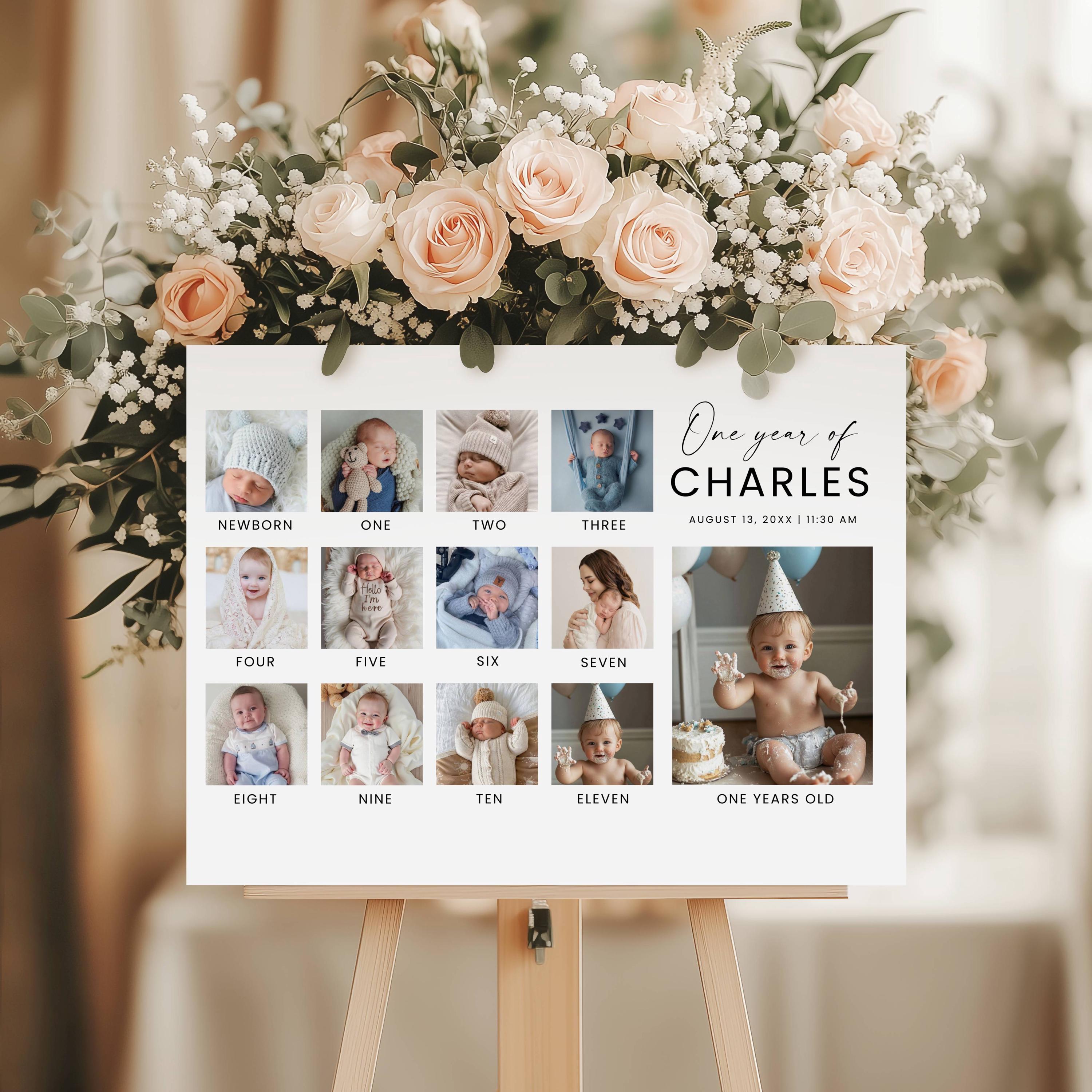 Horizontal Baby's First Year Poster Template, Printable 1st Birthday ...