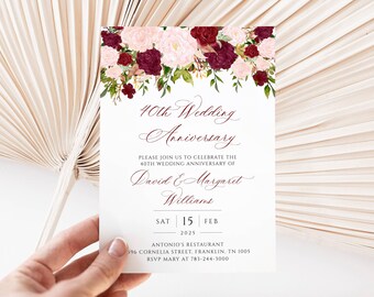 D&L Designs Ltd Personalised Ruby Wedding 40th Anniversary Invitations (Design Code: RWA 024) (Pack Of 60 - View #14