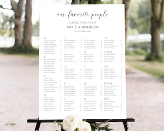 Alphabetical Seating Chart Template, Minimal Seating Chart Template, Wedding Seating Chart Alphabetical, Simple Elegant Seating Chart