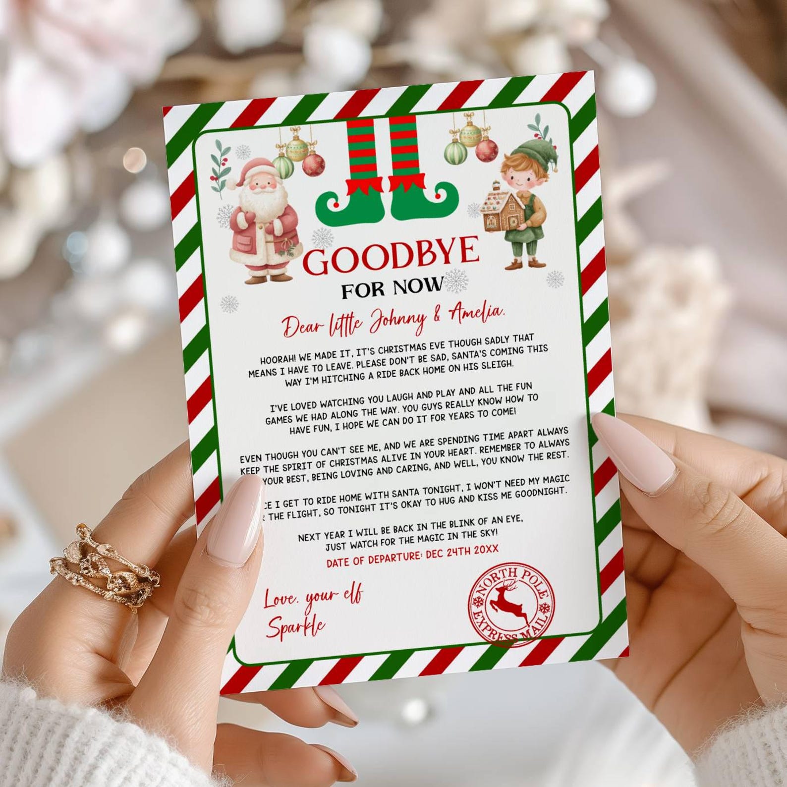 Editable Elf Goodbye Letter Elf Departure Letter Elf Farewell Letter ...