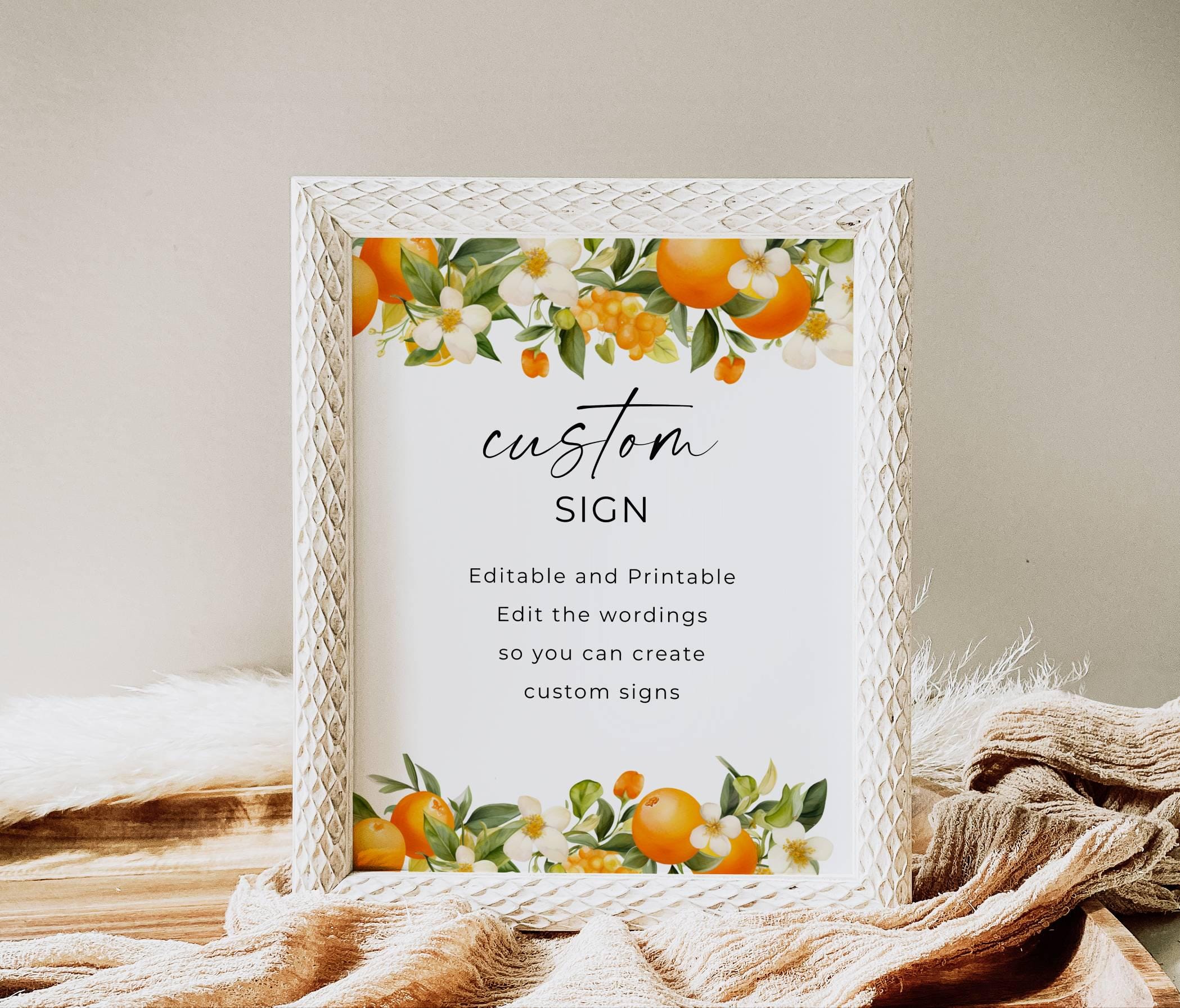 Editable Custom Text Sign, Little Cutie Baby Shower, Clementine Baby Shower, Little Cutie Is on the Way, Orange, Printable
