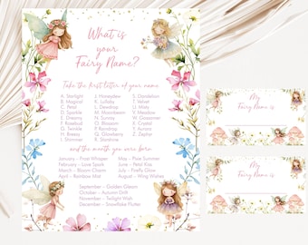 Wat is je sprookjesnaambord, bord feeënfeestje, sprookjesverjaardagsspel, grillige tuin Fairy Tea Party-spel, sprookjesfeest, afdrukbaar DIGITAAL