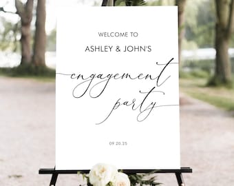 Engagement Party Welcome Sign Template, Modern Calligraphy, Editable, Minimalist Engagement Sign, Printable, INSTANT Download