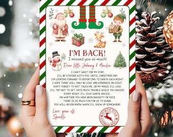 Editable Elf Arrival Letter Return Letter Christmas Elf I'm Back Elf Welcome Christmas Elf Letter From Your Elf Printable Template