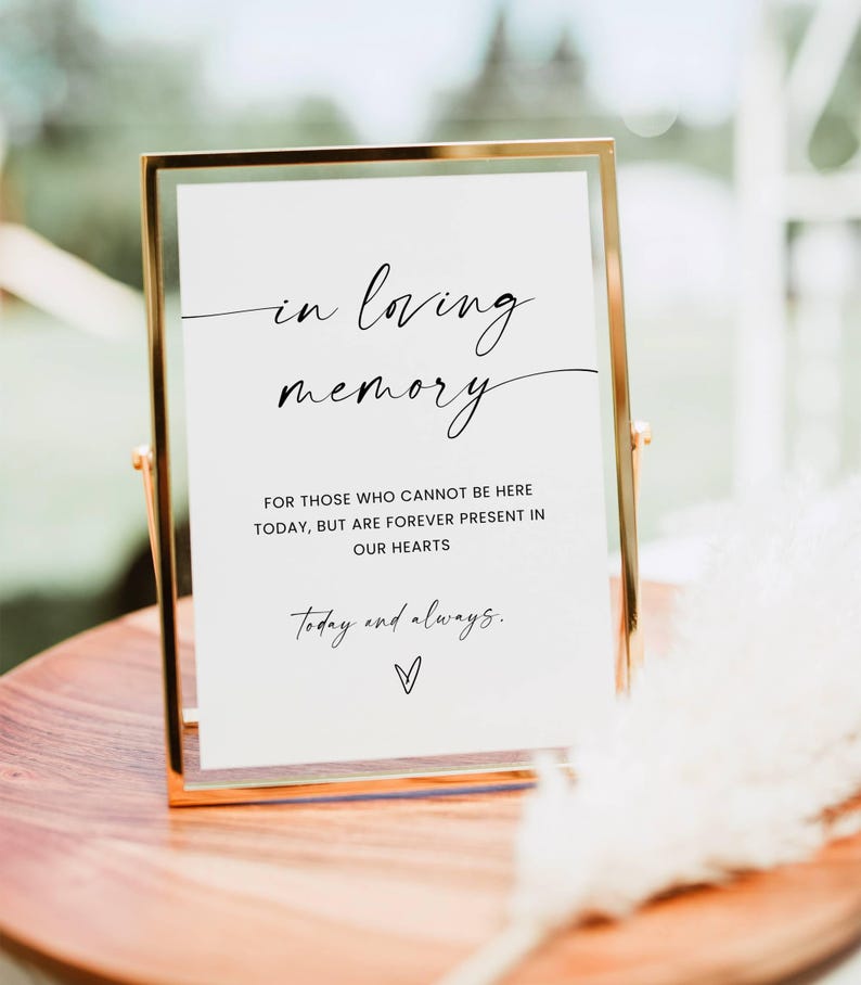 Modern Minimalist In Loving Memory Sign Template, Printable Memorial Sign for Wedding, Wedding Memorial Sign, Watching From Heaven image 2