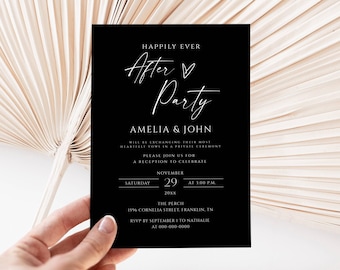 Invito alla festa dopo il matrimonio, invito alla festa di ricevimento, invito alla festa "e vissero felici e contenti", invito al ricevimento per una fuga romantica