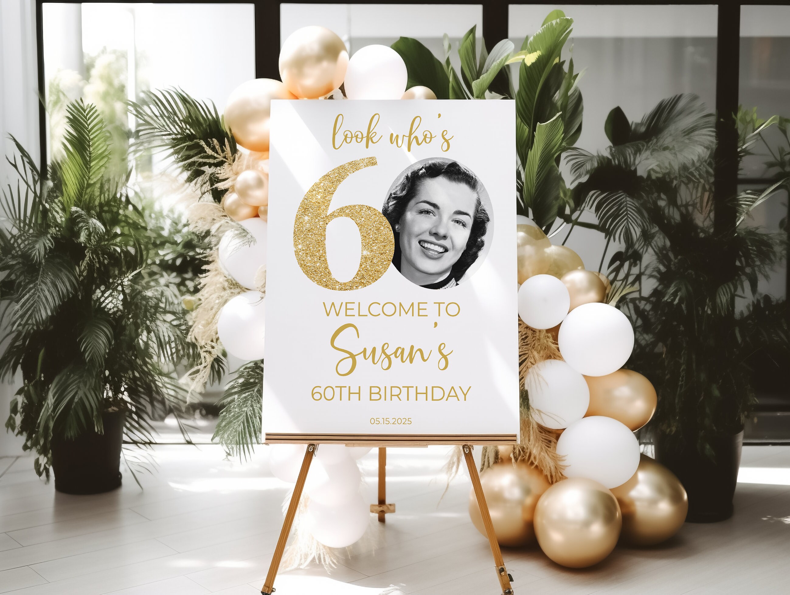 60th Welcome Sign, Look Who's 60 Birthday Welcome Sign, Modern 60th ...