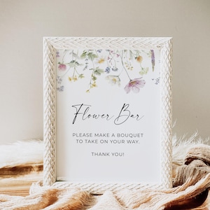 Wildflower Flower Bar Sign, Bridal Shower, Bouquet Bar Sign, Make a Bouquet Sign, Flower Bar Sign, Shower Sign Printable Boho Bridal Sign