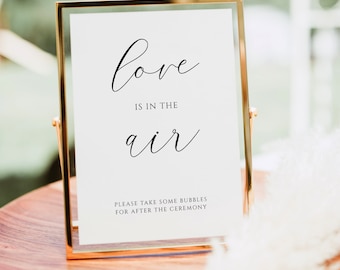 Love Is In The Air Sign, Wedding Bubbles Sign, Bubbles Send Off Sign, EDITABLE Template, Printable Sign, Instant Download