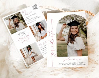 Graduation Announcement Card, Graduation Party Invitation Template, Senior Graduation Invite, Editable Photo Graduation Invitation