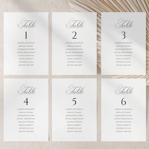 Modern Script Wedding Seating Chart Template, Wedding Table Numbers, Seating Plan, Editable Instant Download, Simple Elegant Seating Chart