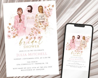 Bridal Shower Invitation Template, Dress, Bridal Brunch Invite, Editable Printable Invite, Modern, Instant Download