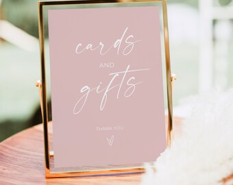 Cards & Gifts Sign, Blush Pink Baby Shower, Printable Sign, Girl Baby Shower, Pink Watercolor Baby Shower
