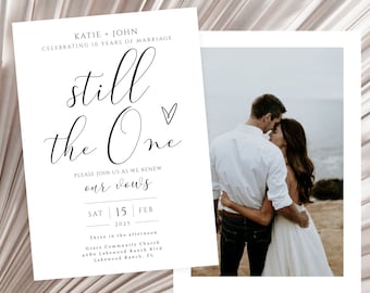 Vow Renewal Invitation, Still the One, 10th Wedding Anniversary Invitation, Anniversary Photo Invitation Template, Editable, with Photo