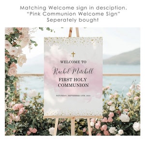 Pink First Holy Communion Invitation INSTANT DOWNLOAD Editable, Printable, Baptism, Christening, Dedication zdjęcie 3