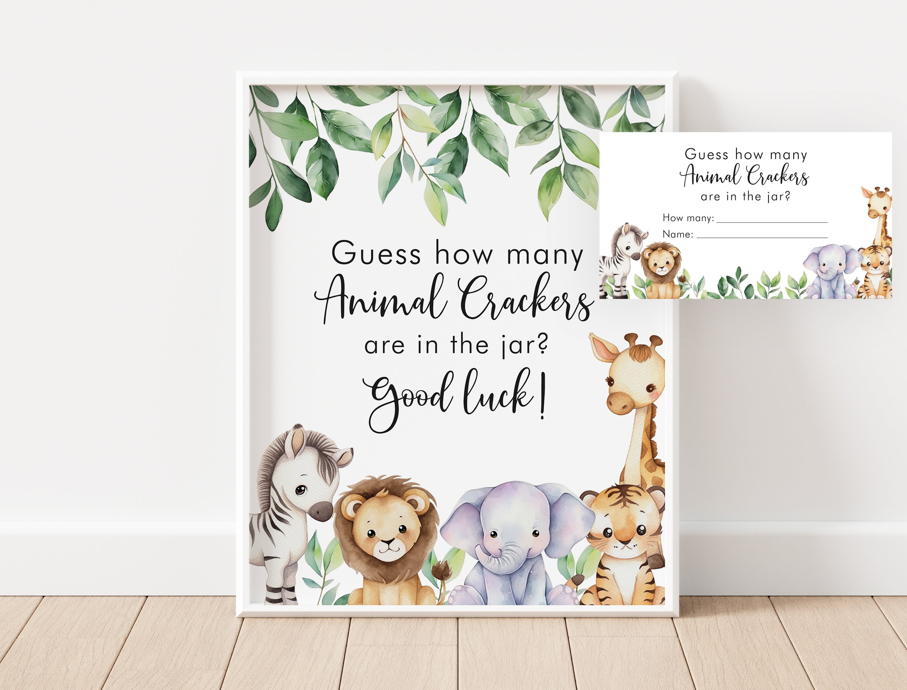 Quess How Many Sign Guess How Many Animal Crackers Game Sign Jungle Baby Shower Safari ...