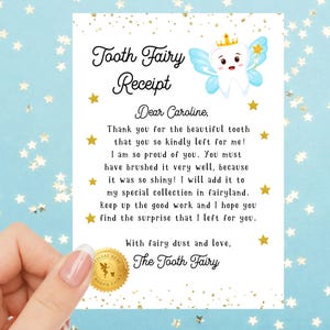 Tooth Fairy Letter First Tooth Fairy Certificate Tooth Fairy Note Lost Tooth Fairy Receipt Boy Girl Printable Digital Instant Download