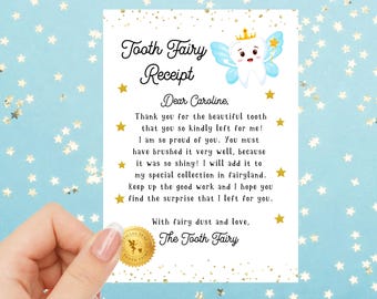 Tooth Fairy Letter First Tooth Fairy Certificate Tooth Fairy Note Lost Tooth Fairy Receipt Boy Girl Printable Digital Instant Download