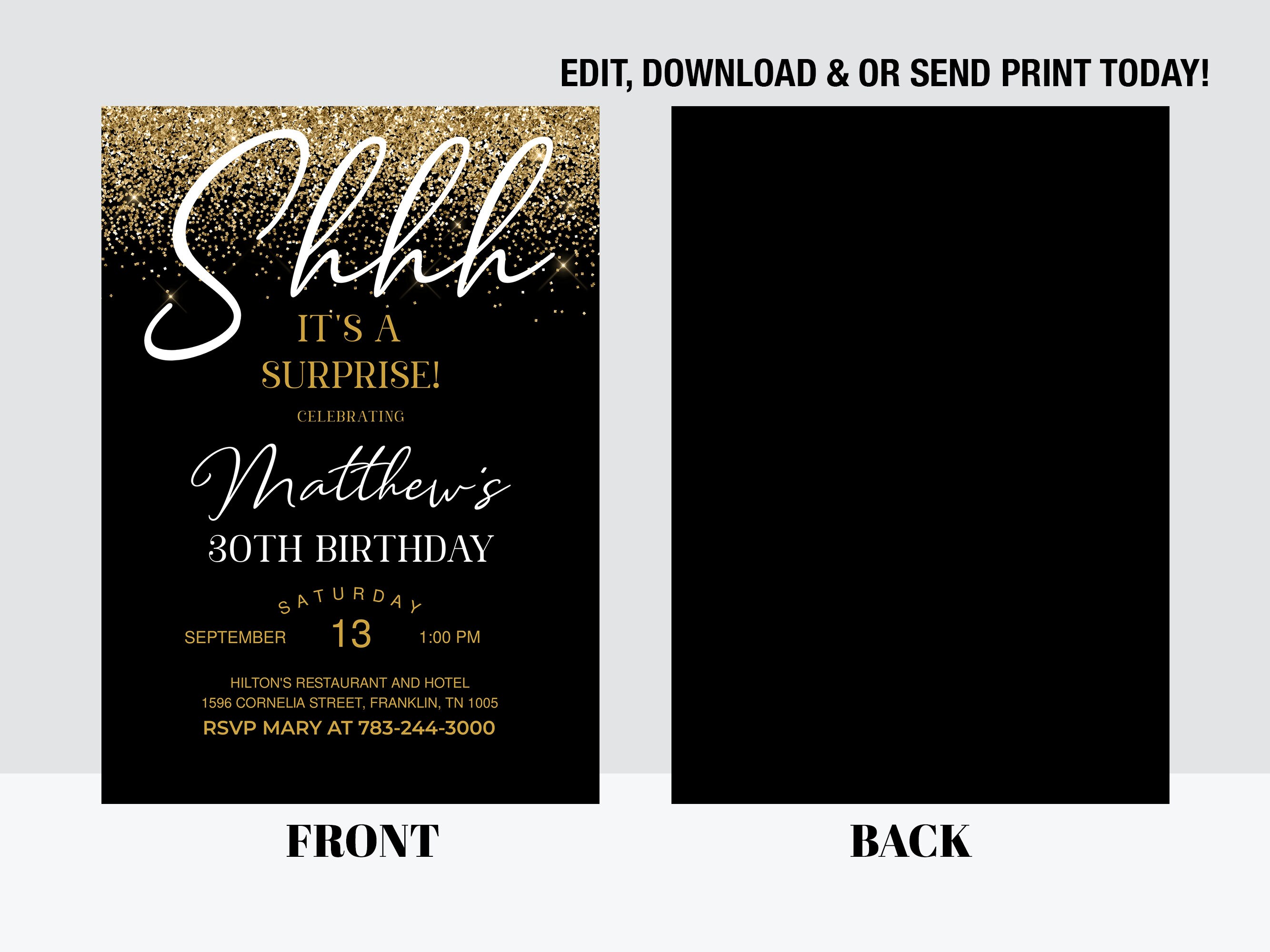 30th Birthday Invitation Printable Birthday Surprise Party - Etsy