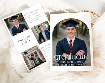 Editable Graduation 2025 Template, Minimalist Graduation Announcement, Modern Graduation Announcement Template, Graduation Party Invitation