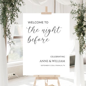 Wedding Rehearsal Dinner Welcome Sign, The Night Before Wedding Welcome Sign Template, Rehearsal Dinner Welcome Sign Printable