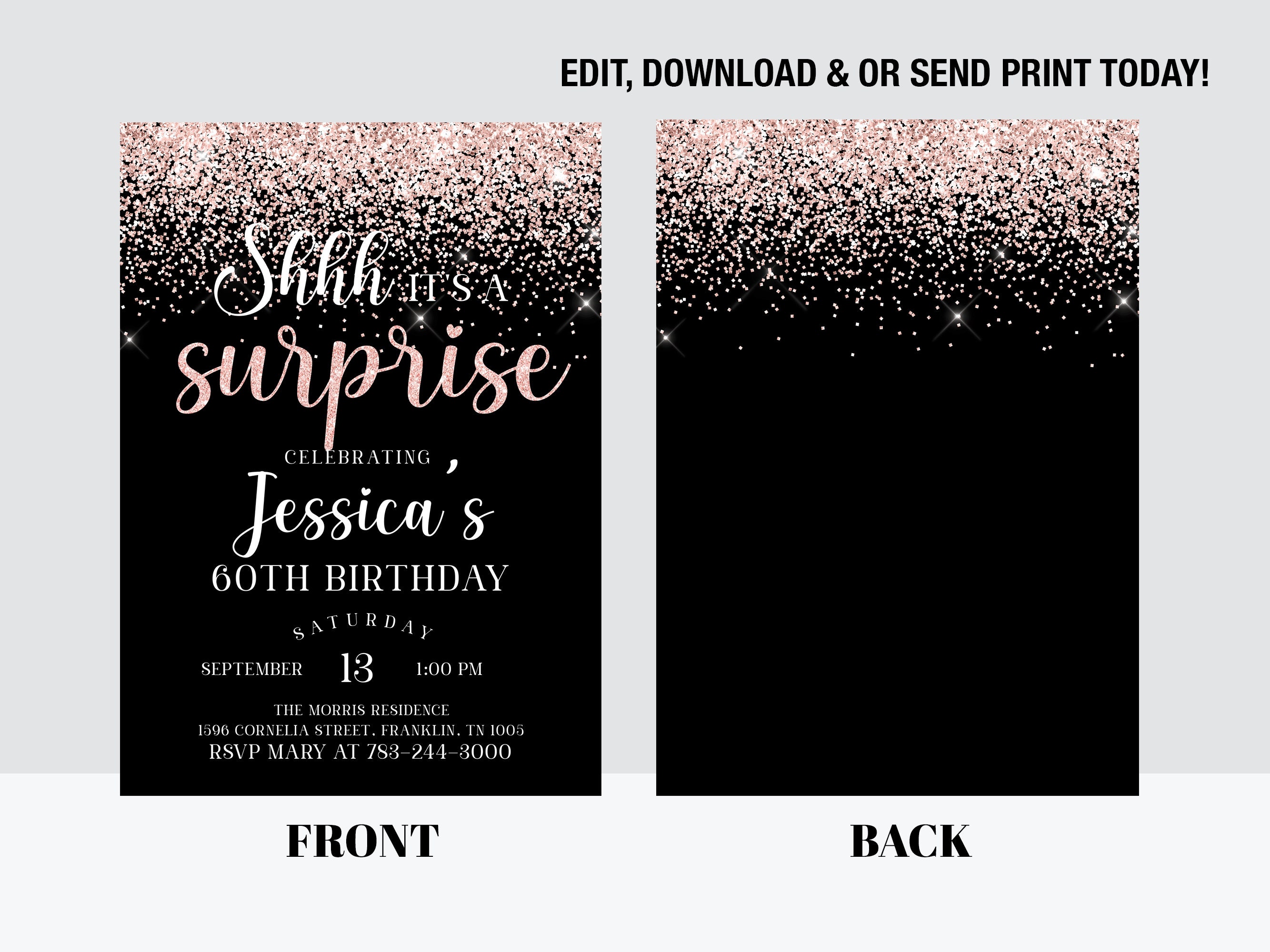 60th Birthday Invitation Printable Birthday Surprise Party - Etsy