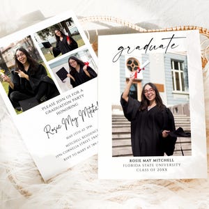 Editable Graduation 2025 Template, Minimalist Graduation Announcement, Modern Graduation Announcement Template