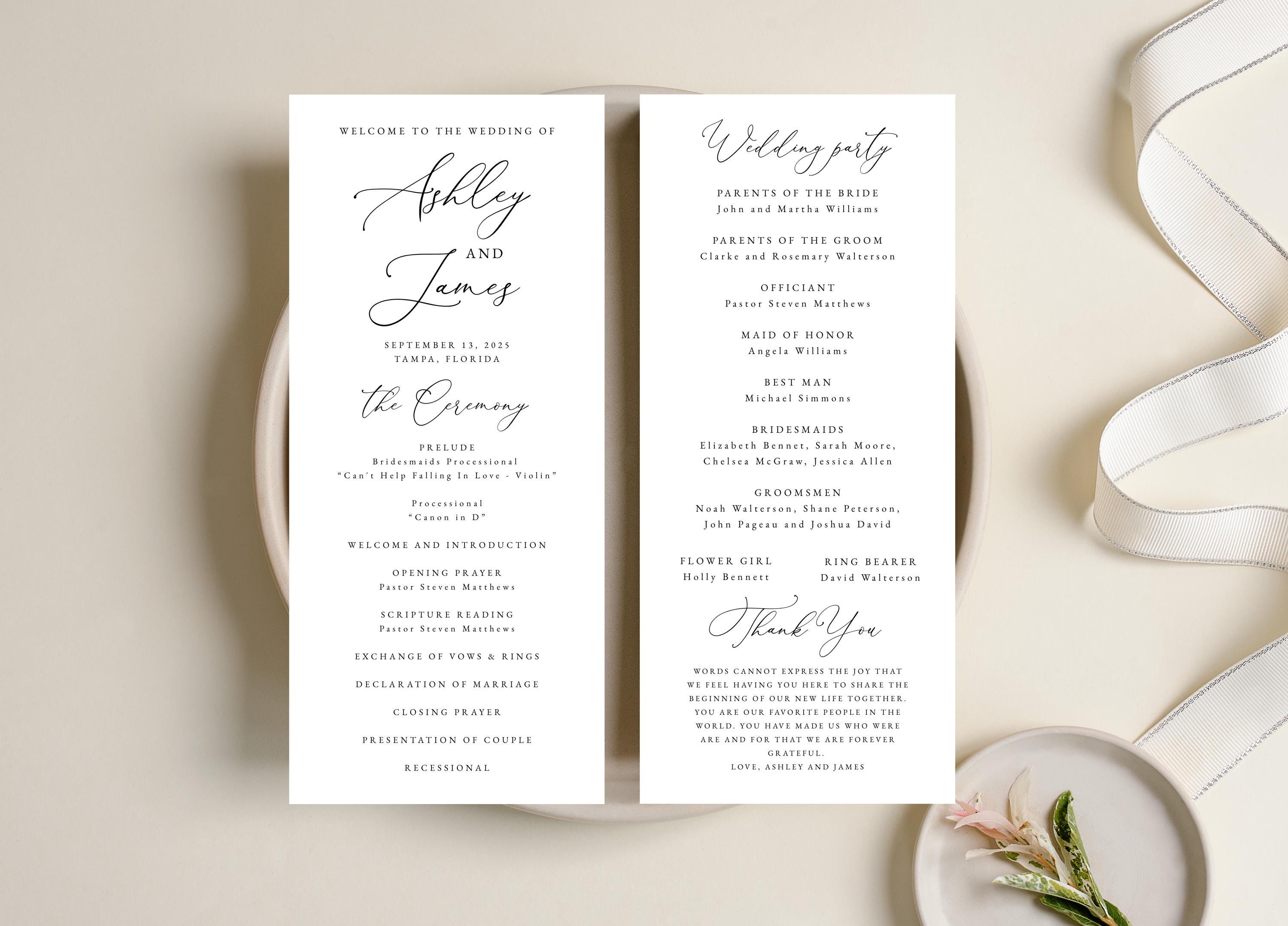 Scroll Program Template Scroll Template For Wedding Program Autumn Floral Trifold Wedding