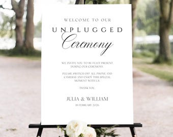 Elegant Unplugged Ceremony Sign, Wedding Welcome Sign Template, Minimalist Wedding Sign, Wedding Ceremony Sign, Unplugged Signs