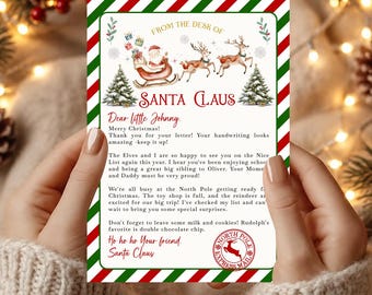 Editable Personalized Letter from Santa Claus From The Desk of Santa Christmas Eve North Pole Mail Instant Download Printable Template