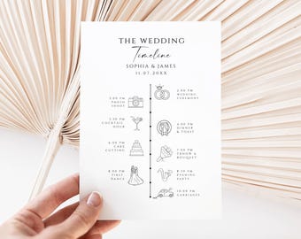Wedding Timeline Template, Wedding Timeline Card, Wedding Weekend Itinerary, Instant Download, Schedule Of Events, Hotel Welcome
