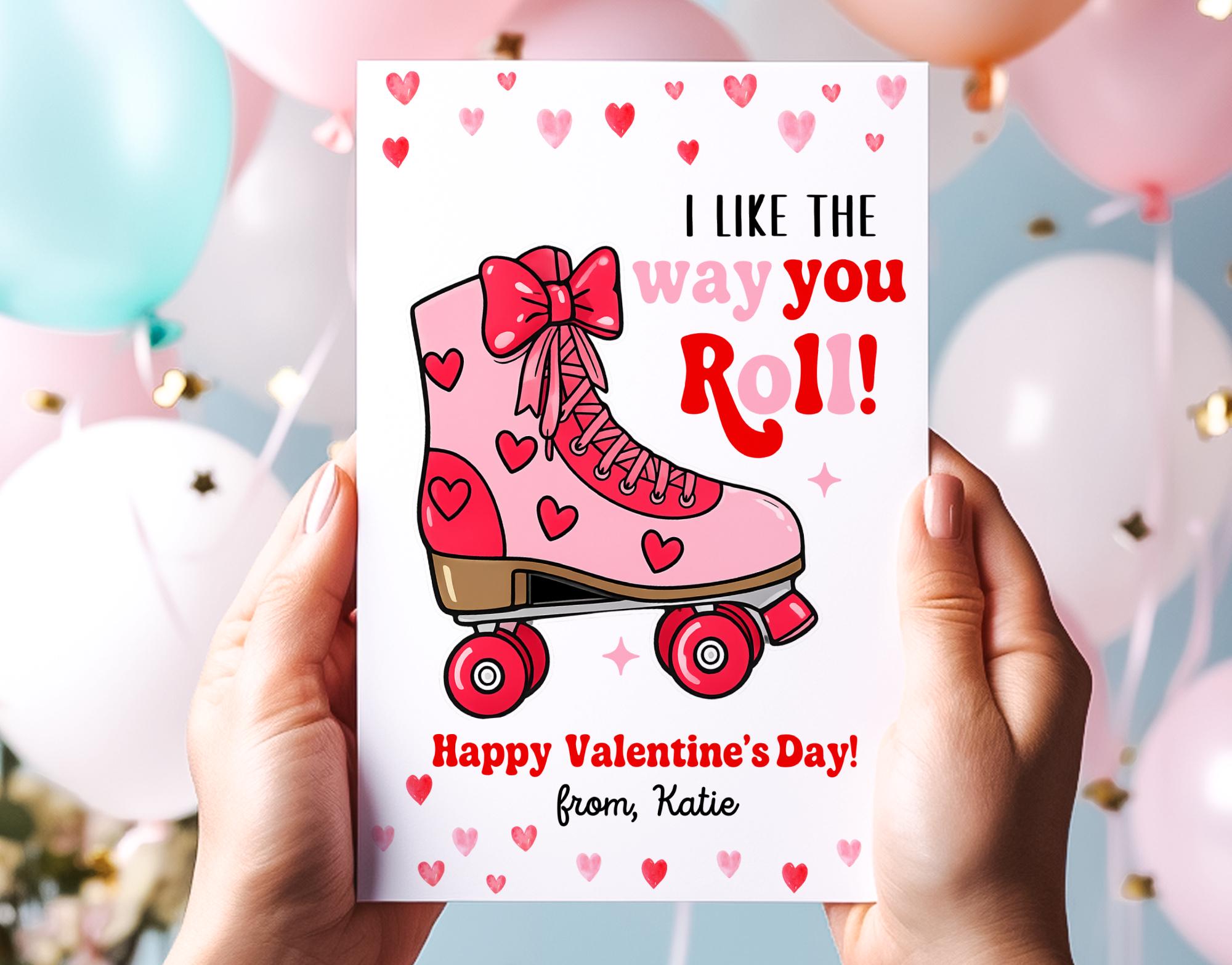 Roller Skate Valentine Card Template Printable Classroom Valentine for ...