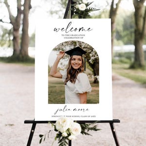 Graduation Party Welcome Sign Template, Photo Graduation Welcome Poster, Modern Minimalist Graduation Welcome, Editable Template download