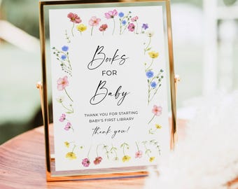 Bohoboek voor babybord, afdrukbaar babyshowerboek voor babybord, bordje wilde bloemen babyshower, babyshower meisjes, instant, bewerkbaar