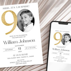 Surprise 90th Birthday Invitation Template, Look Who&#39;s 90, Photo 90th Birthday Invite, Editable Template, Surprise 90th Birthday Invite