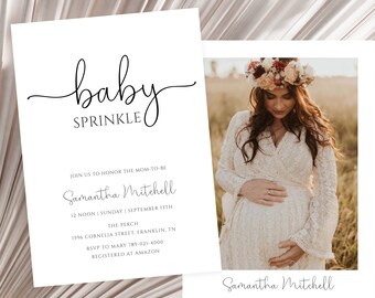 Editable Baby Shower Sprinkle Invitation Template, Gender Neutral, Modern Baby, Baby Shower Invitation, Minimalist Baby Shower
