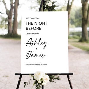 Rehearsal Dinner Welcome Sign, The Night Before Welcome Sign, Modern Wedding Sign Printable Welcome Sign, Rehearsal Dinner Sign Printable