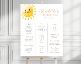 EDITIERBARE Erste Reise rund um die Sonne Geburtstag Meilenstein, Boho Sunshine Meilenstein Board, Sunshine Birthday Meilenstein Zeichen, Instant Download