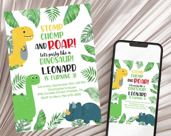 Dinosaur Invitation, Dinosaur Birthday Invitation, Dinosaur Invite, Dinosaur Party Invite, Dinosaur, DINO Invitation