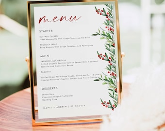 Christmas Menu, Printable Christmas Menu, Instant Download, Holiday Menu Card Party Menu Card Xmas Food Menu Christmas Party Decoration