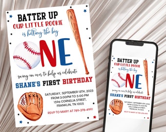 Editable Baseball Invitation, Baseball Birthday Invitation, Baseball Template Download