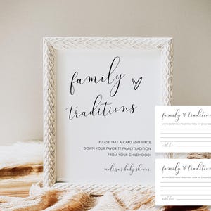Family Traditions Sign and Card, Baby Shower, Share a Memory, Childhood Memory, 100% Editable Template, Instant Download