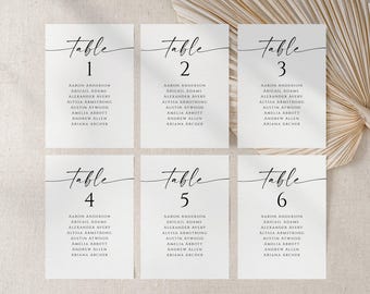 Modern Script Wedding Seating Chart Template, Wedding Table Numbers, Seating Plan, Editable Instant Download, Simple Elegant Seating Chart