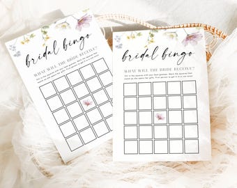 Bridal Bingo Game Template, Bridal Shower Game Printable, Wildflower Bridal Shower Template, Floral, Guess Who Said It, Download