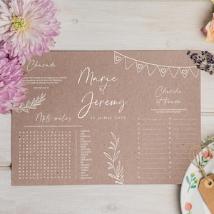 Set di 20 tovagliette matrimonio con giochi per bambini formato A3, personalizzabili e raffinate