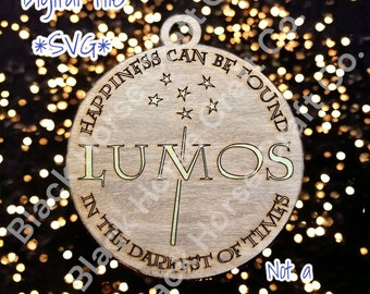 Lumos Ornament SVG Digital File, Happiness Can Be Found Even In The Darkest Of Times, Magic Spell Christmas Ornament, Boy Wizard Ornament