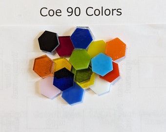 Coe 90 - 3/4" Precut Stained Glass Hexagons - for Fusing / Mosaic