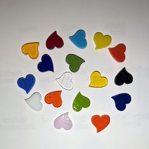 Coe 90 - 3/4&quot; Precut Stained Glass Coe 90 Glass Hearts - for Fusing / Mosaic