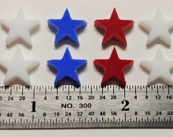 1/2" Coe 96 Red, White & Blue Precut Stained Glass Glass Stars - for Fusing / Mosaic