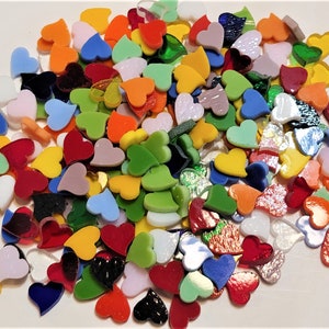 1/2" Coe 96 Precut Stained Glass Glass Hearts - for Fusing / Mosaic